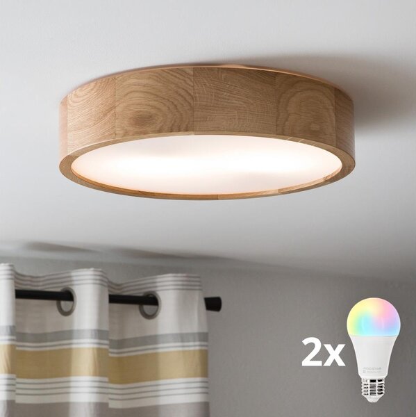 Brilagi - LED RGBW Stmív. strop. sv. CARVALHO 2xE27/9W/230V Wi-Fi dub pr. 37,5