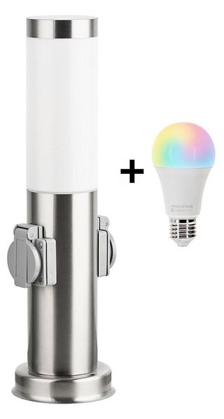 Brilagi-LED RGBW Ven lampa se 2 zásuvkami 1xE27/9W/230V 40 cm IP44 matný chrom