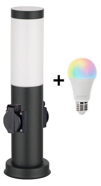 Brilagi - LED RGBW Venkovní lampa se 2 zásuvkami 1xE27/9W/230V 40 cm IP44 černá