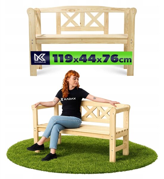 Zahradní lavička Kadax dřevěná s opěradlem, hnědá, 119 cm