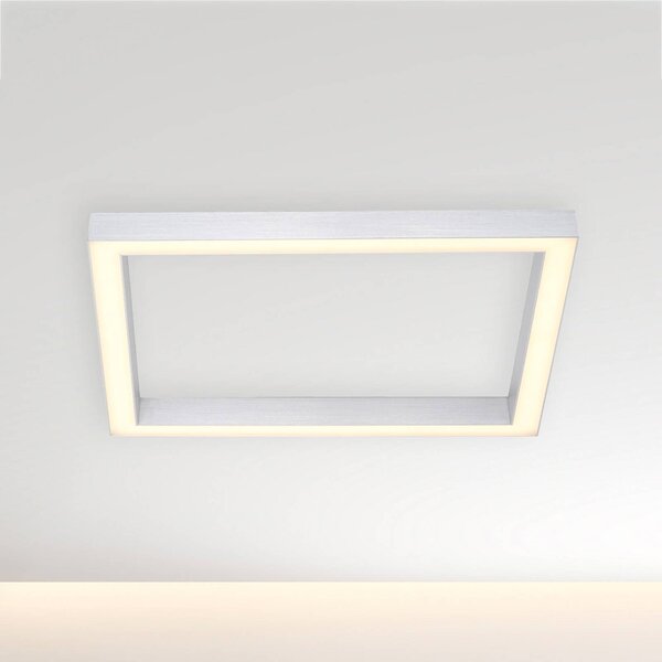 PURE Stropní svítidlo LED Lines, 55 x cm, stříbrná, dálkové ovládání, stmívatelný, Hliník / šedá / zinek, Obývací pokoj / jídelna, Hliník, Moderní