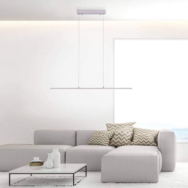 PURE LED závěsné světlo Lite, stříbrné, 100 cm, stmívatelné, stmívatelný, Hliník / šedá / zinek, Obývací pokoj / jídelna, Hliník, Moderní