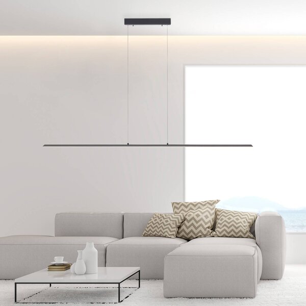 PURE LED závěsné světlo Lite, antracit, 160 cm, stmívatelné, stmívatelný, Černá, Obývací pokoj / jídelna, Hliník, Moderní