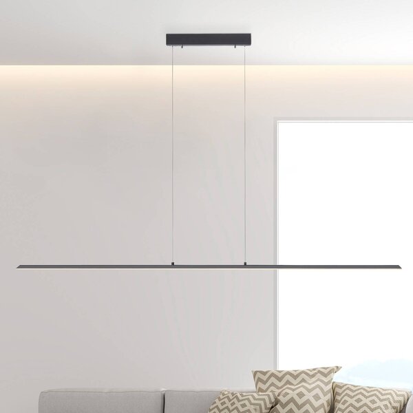 PURE LED závěsné světlo Lite, antracit, 160 cm, stmívatelné, stmívatelný, Černá, Obývací pokoj / jídelna, Hliník, Moderní