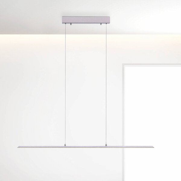 PURE LED závěsné světlo Lite, stříbrné, 100 cm, stmívatelné, stmívatelný, Hliník / šedá / zinek, Obývací pokoj / jídelna, Hliník, Moderní