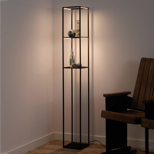 Paul Neuhaus LED stojací lampa Conni, černá, kov, 140 cm, stmívatelný, Černá, Obývací pokoj / jídelna, kov, Moderní