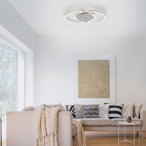Paul Neuhaus Yuki LED stropní světlo, kulatý tvar, stmívatelný, Hliník / šedá / zinek, Obývací pokoj / jídelna, Hliník, Moderní