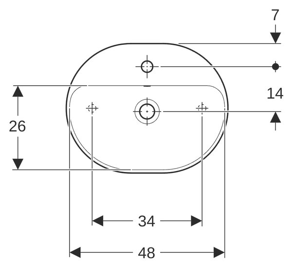 Geberit Variform umyvadlo 50x40 cm oválné na pult bílá lesk 500.775.01.2