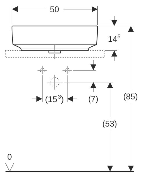 Geberit Variform umyvadlo 50x40 cm oválné na pult bílá lesk 500.775.01.2