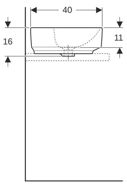 Geberit Variform umyvadlo 50x40 cm oválné na pult bílá lesk 500.775.01.2