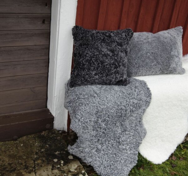 Skinnwille Home Collection Polštář australská kožešina Curly, antracit, 45x45 cm