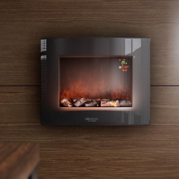 Cecotec Ready Warm 2600 Curved Flames, Vestavěný krb, Zavřené, Elektrický, Černá, Vnitřní, Obdélníkový