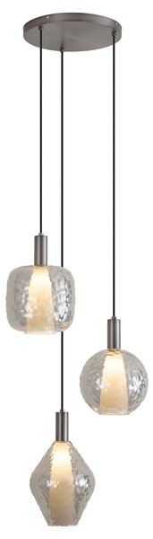 Designové závěsné svítidlo kovově šedé se 3 světly - Ard