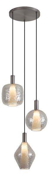 Designové závěsné svítidlo kovově šedé se 3 světly - Ard