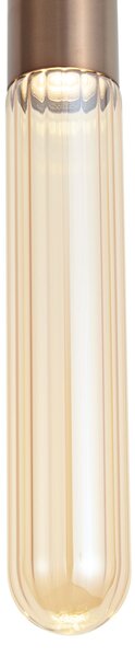 Art Deco Závěsná Lampa Tmavý Bronz s Žebrovaným Sklem IP44 - Walcott