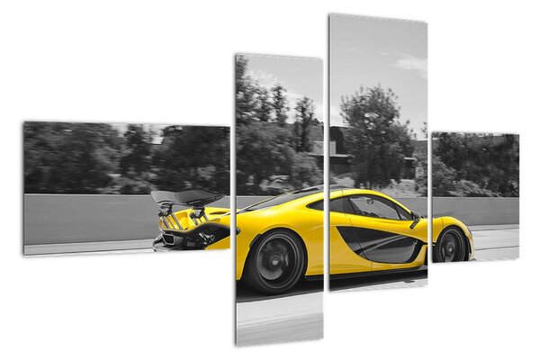 Žluté sportovní auto - obraz (110x70cm)