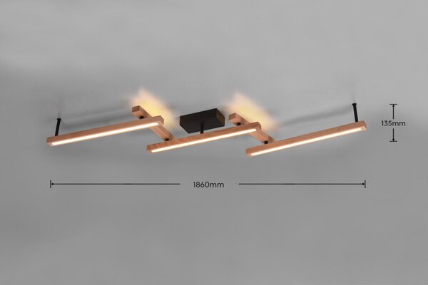 Trio 626410530 LED přisazené stropní svítidlo Bellari 1x36W | 4200lm | 2700-6000K - nastavitelné, dálkové ovládání, stmívatelné, dřevo