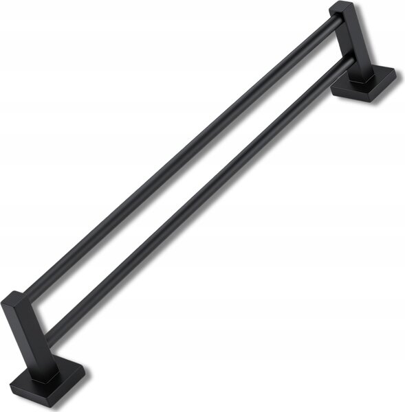 EDIBAZZAR | Nástěnný držák na ručníky do koupelny na půdě, černý, 50 cm