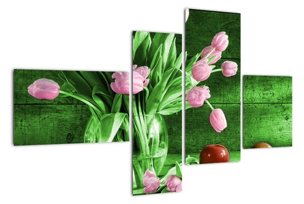 Tulipány ve váze, obraz na stěnu (110x70cm)