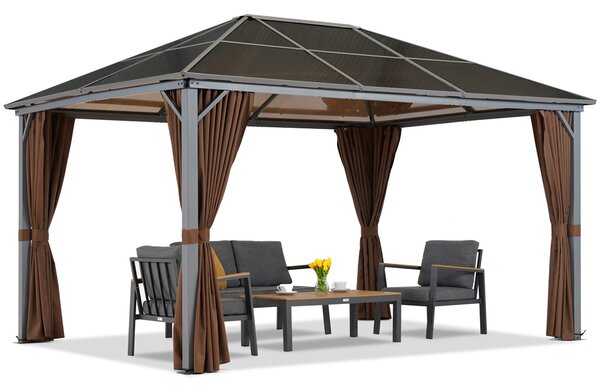 Zahradní altán Milos 3x4m s hnědými závěsy Garden Point