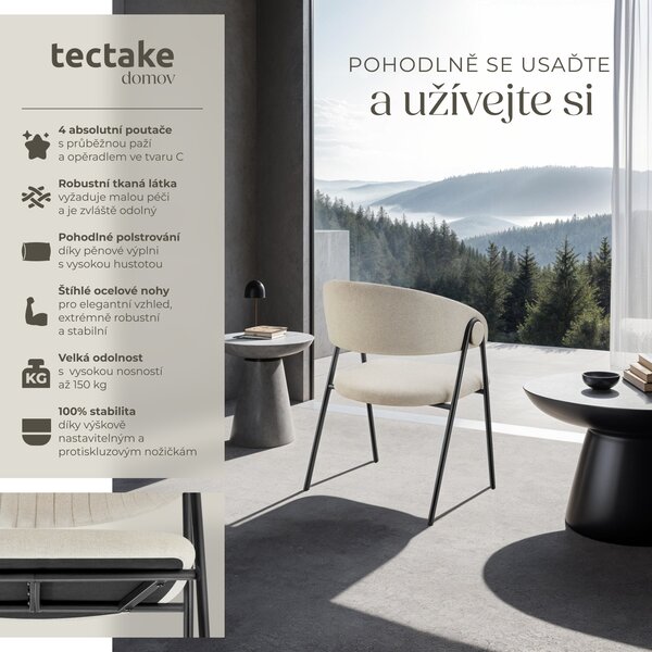 Tectake® Křeslo Bedano tkaná látka, čalouněné 60 x 58 x 85 cm