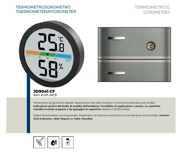 Lowell Italy Magnetický digitální teploměr s vlhkoměrem JD9041 Lowell 6cm