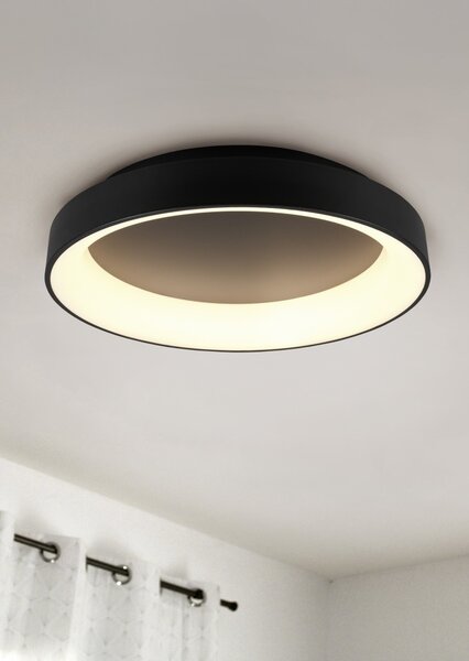 Trio 671290132 LED přisazené stropní svítidlo Girona 1x48W | SMD | 5600lm | 2700-6000K - stmívatelné, nastavení teploty osvětlení, paměťová funkce, noční režim, dálkové ovládání matná černá