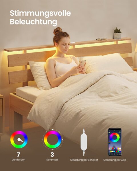 Manželská postel s LED osvětlením a USB 180×200 cm RMB258Y101