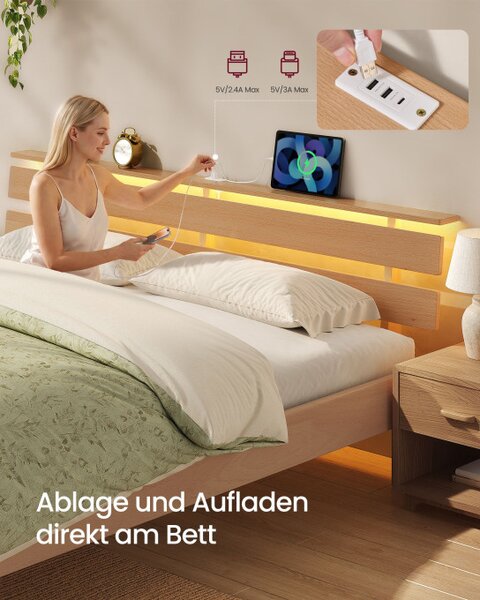 Manželská postel s LED osvětlením a USB 180×200 cm RMB258Y101