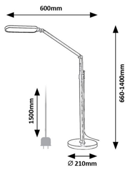 Rabalux 2310 LED stojací svítidlo 1x13W | 790lm | 3000-6500K - stmívatelná, změna teploty světla, dotykový spínač, paměťová funkce, černá