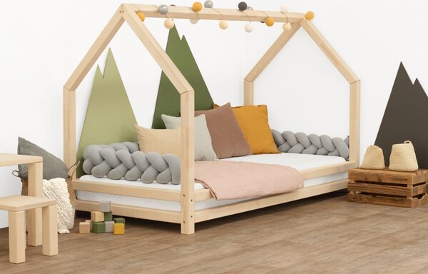 Dětská postel domeček FUNNY - Nelakovaná, 80 x 160 cm