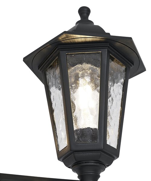 Klasické venkovní sloupkové svítidlo černé 217 cm IP44 - New Haven Hammered