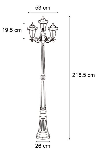 Klasické venkovní sloupkové svítidlo černé 217 cm IP44 - New Haven Hammered