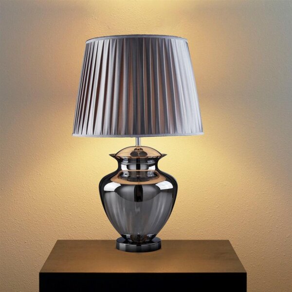 Searchlight EU8531SM Stylová stolní lampa ELINA ŠEDÁ, kouřové sklo