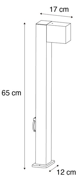 Venkovní lampa černá s hrotem do země a kabelovou průchodkou 65 cm včetně zásuvky IP44 - Baleno