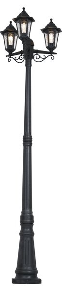 Klasické venkovní sloupkové svítidlo černé 217 cm IP44 - New Haven Hammered