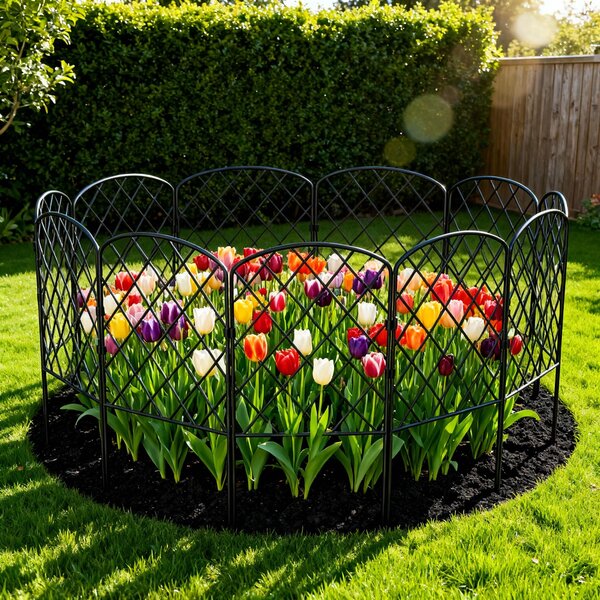 QEENTOE Ocelový plot pro ochranu před zvířaty, zahradní plot, ideální pro oddělení záhonů, stromů, balkonů a rybníků. Rozměry: 60 x 32 cm (10 kusů, diamantový vzor)