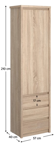 KONDELA Regál se šuplíkem 1D3S, dub sonoma, NORTY TYP 5