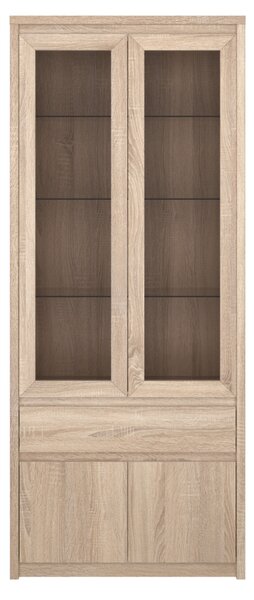 KONDELA Vitrína se šuplíkem 2D2W1S, dub sonoma, NORTY TYP 3