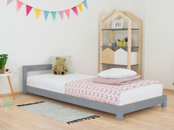 Dětská jednolůžková postel s čelem DREAMY Rozměr: 80x160 cm, Zvolte barvu hranolů: Tmavě šedá, Zvolte barvu ploch: Tmavě šedá
