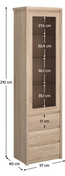 KONDELA Vitrína se šuplíkem 1W3S, dub sonoma, NORTY TYP 4