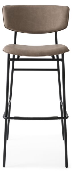 Calligaris Barová židle Fifties, kov, umělá kůže, v.80 cm, CS1865-V Podnoží: Matný černý lak (kov), Sedák: Umělá kůže Vintage - Tobacco (tabáková)