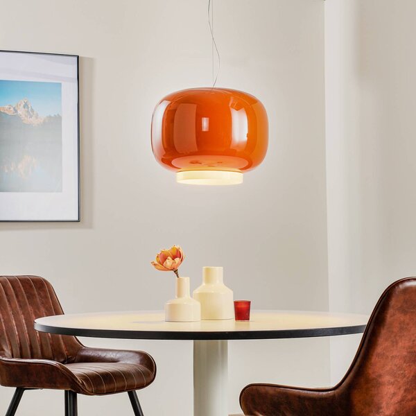 Foscarini Chouchin 1 LED závěsné světlo, oranžové, stmívatelný, Žlutá / oranžová, Kuchyň, Sklo, Design