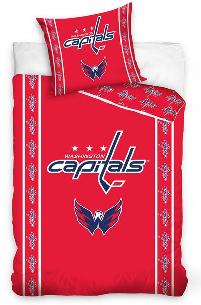 CARBOTEX Dětské bavlněné povlečení NHL Washington Capitals Stripes 70x90/140x200 cm