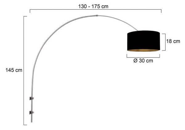 Steinhauer Nástěnné světlo Sparkled Light ocel/černá-zlatá, výška 175 cm, stmívatelný, Hliník / šedá / zinek, Obývací pokoj / jídelna, kov, Moderní