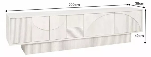 Televizní stolek ART DECO WHITE 200 CM masiv mango Nábytek | Obývací pokoj | Televizní stolky