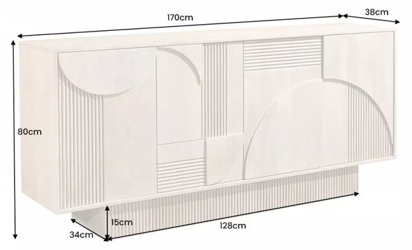 Komoda ART DECO WHITE 170 CM masiv mango Nábytek | Úložné prostory | Komody | Nízké