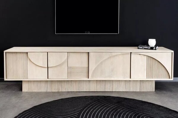 Televizní stolek ART DECO WHITE 200 CM masiv mango Nábytek | Obývací pokoj | Televizní stolky