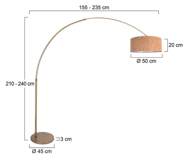 Steinhauer Stojací lampa Sparkled Light bronzová/hnědá 240 cm, korek, stmívatelný, Bronz / starožitná mosaz, Obývací pokoj / jídelna, kov, Moderní