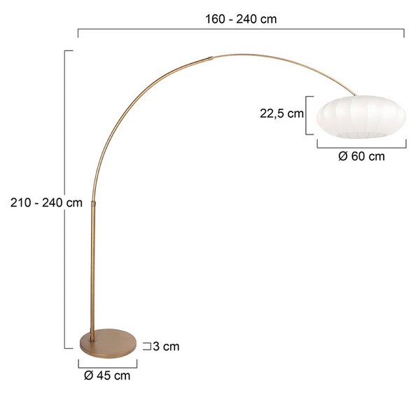 Steinhauer Stojací lampa Sparkled Light bronzová/bílá, 240 cm, hedvábí, stmívatelný, Bronz / starožitná mosaz, Obývací pokoj / jídelna, kov, Moderní